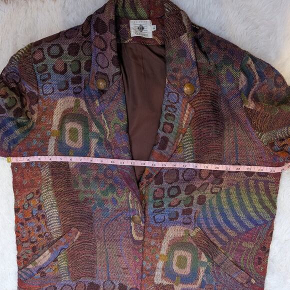 90s Vintage Tapestry Oversized Abstract Print Blazer Green Red Multicolor Large - Picture 7 of 16